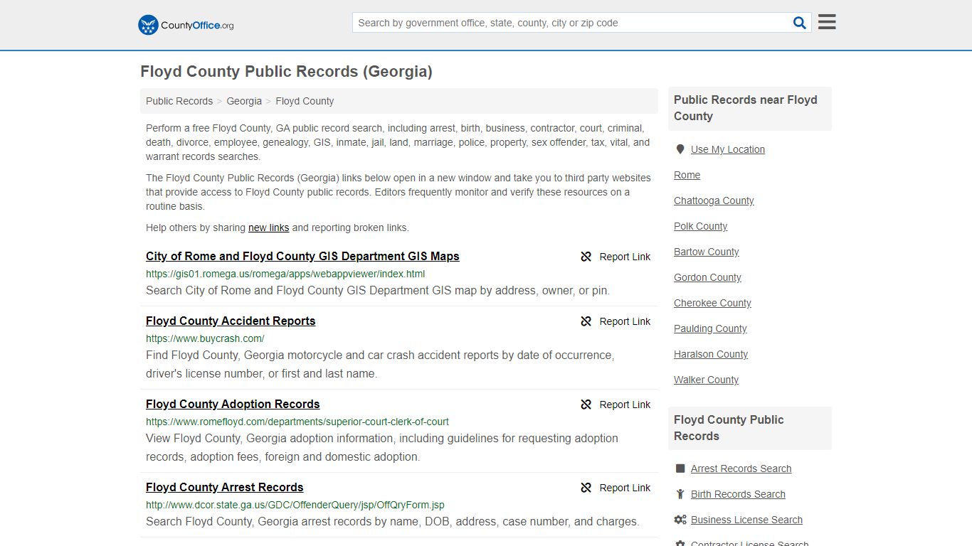 Public Records - Floyd County, GA (Business, Criminal, GIS ...